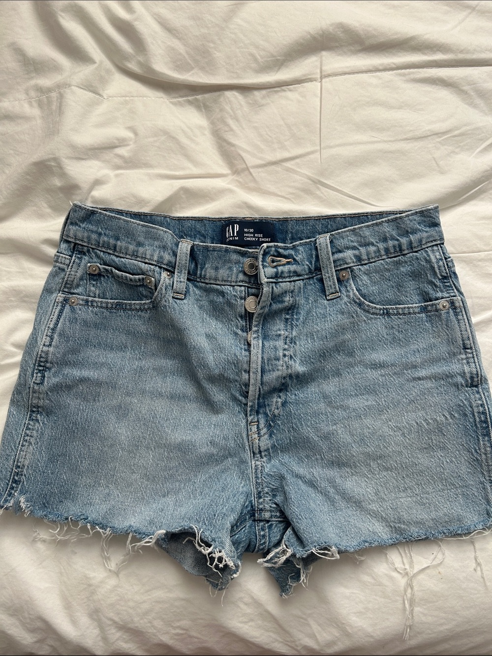 GAP Light Blue High Rise Cheeky Jean Shorts
